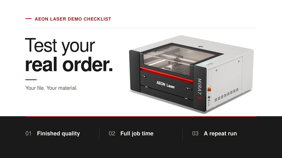 AEON Laser Demo Checklist: Test a Real Customer Order