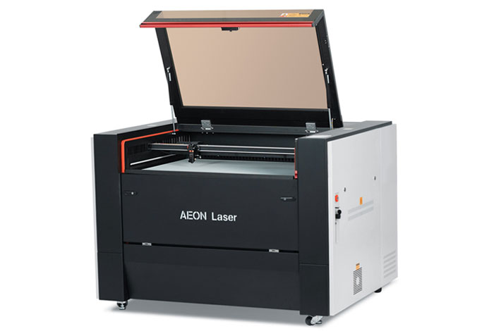 Aeon Nova10 S Redline  Professional CO2 Laser Cutter and Engraver three-quarter view with lid open