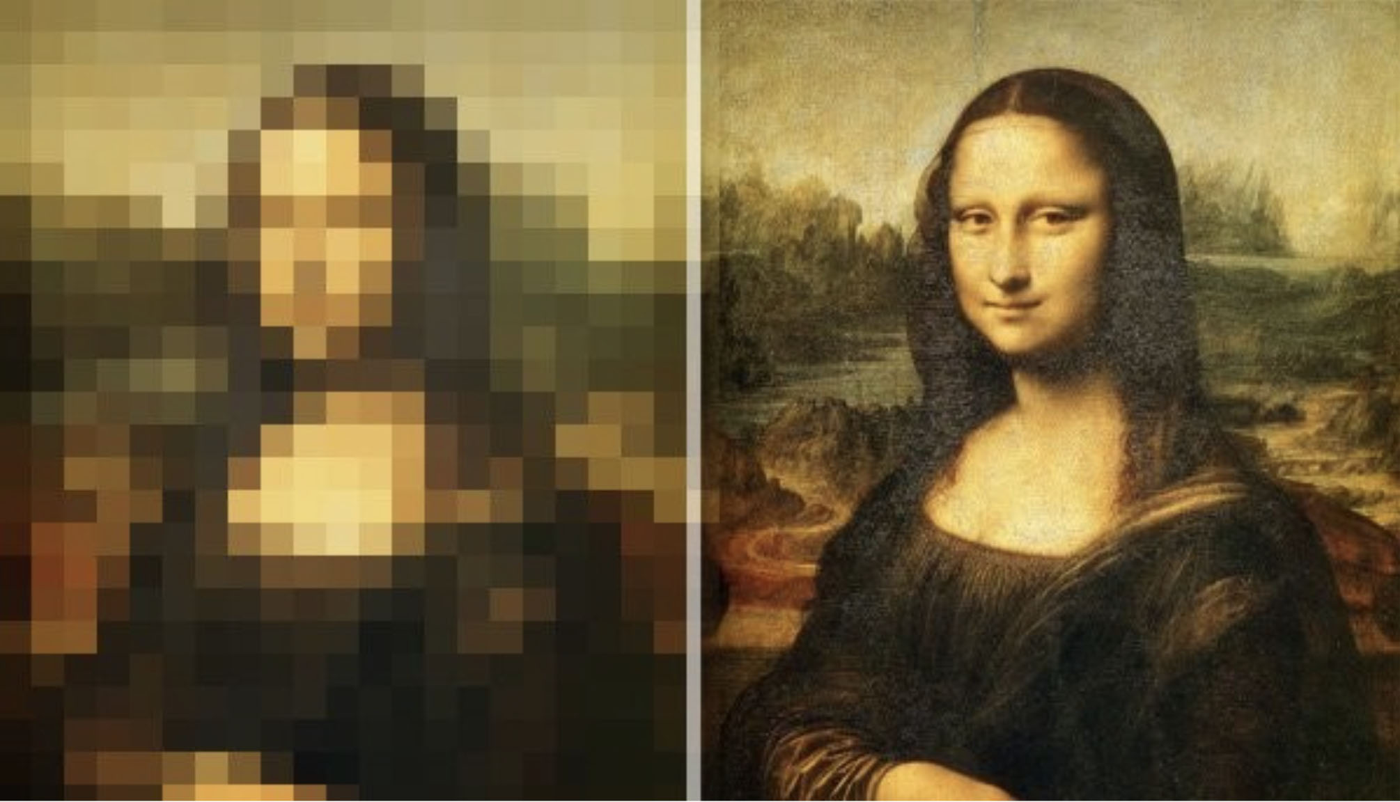 low and high res images of mona lisa