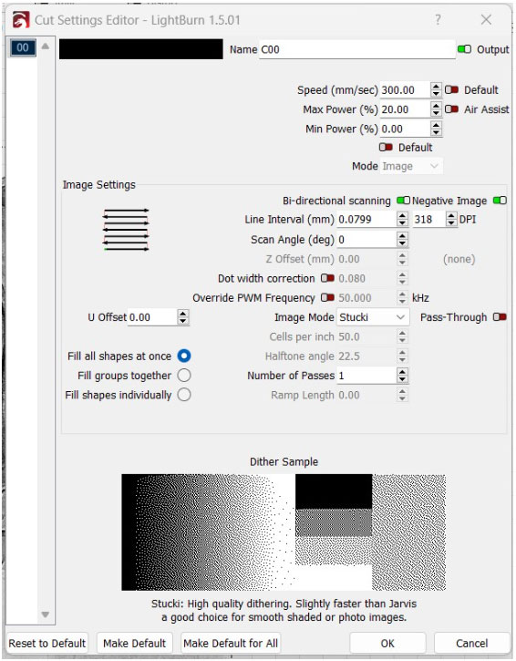 cut setting editor