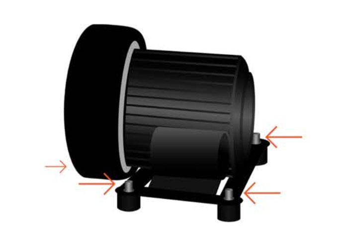 Fan bolted to cabinet floor