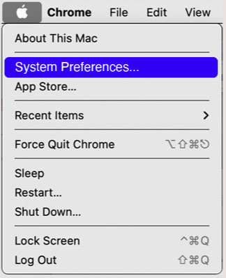Apple logo> System Preferences