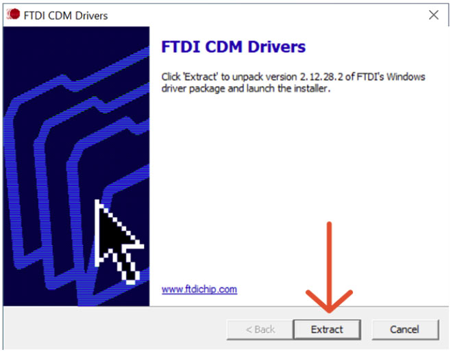 FTDI CDM Driver window