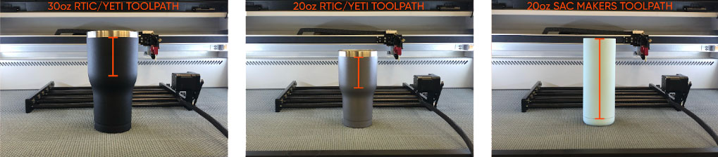 Different tumblers and tool paths