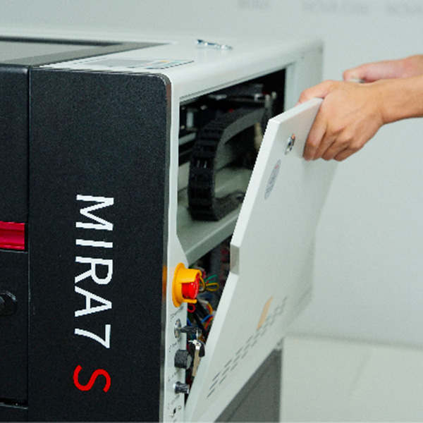 person opening side panel