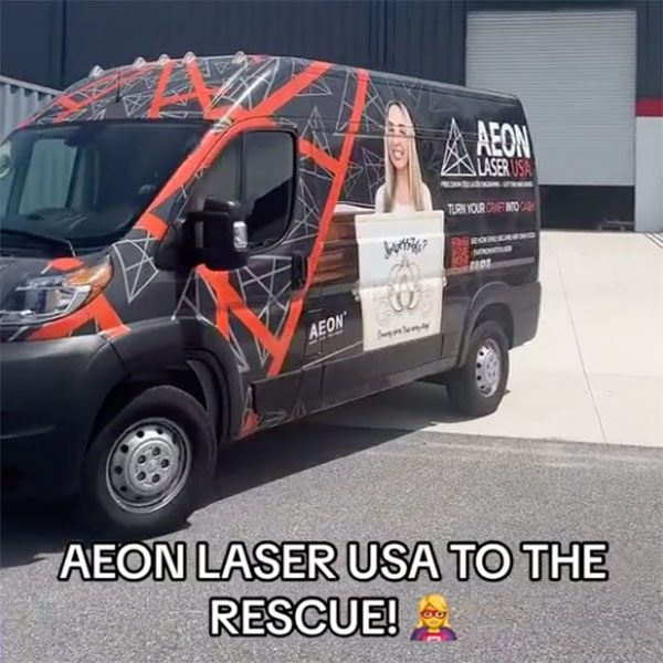 the AEON tech support van leaving the warehouse